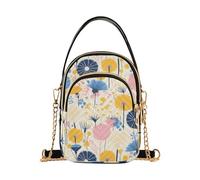 Colorido diente de león flor moderno estilo escandinavo bolso de moda para mujer bolso cruzado de cuero con múltiples bolsillos bolsos de mano para mujer para correr