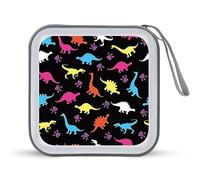 Colorido dinosaurio divertido soporte para CD 40 capacidad DVD funda protectora organizador bolsa de almacenamiento para coche, casa viaje