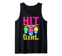 Colorido diseño de Tambor Hit Like A Girl Camiseta sin Mangas