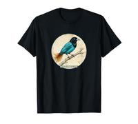 Colorido diseño Retro Azul pájaro del paraíso Camiseta
