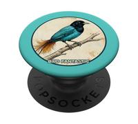 Colorido diseño Retro Azul pájaro del paraíso PopSockets PopGrip Adhesivo