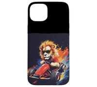 Colorido disfraz de león corredor para los amantes de los vehículos Go Kart Carcasa para iPhone 15 Plus