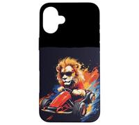 Colorido disfraz de león corredor para los amantes de los vehículos Go Kart Carcasa para iPhone 16 Plus