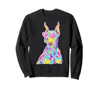 Colorido Doberman con Gafas de Sol de corazón Coastal Summer Vibes Sudadera