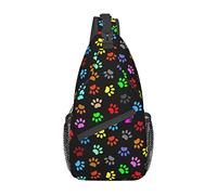 Colorido Doodle Dog Paws Sling Bag Senderismo Daypack Crossbody Hombro Mochila Travel Chest Pack para Hombres Mujeres