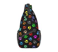 Colorido Doodle Dog Paws Sling Bag Senderismo Daypack Crossbody Hombro Mochila Travel Chest Pack para Hombres Mujeres