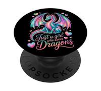Colorido Dragón Pastel Just A Girl Who Loves Dragons Lover PopSockets PopGrip Adhesivo