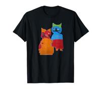 Colorido dúo de gato infantil dibujar un diseño infantil Camiseta