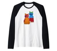 Colorido dúo de gato infantil dibujar un diseño infantil Camiseta Manga Raglan