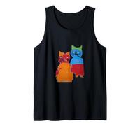 Colorido dúo de gato infantil dibujar un diseño infantil Camiseta sin Mangas