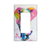 Colorido elefante de luz para interruptor de luz/cubiertas de tomacorriente, decoración artística vibrante para todas las estaciones, placas de pared acrílicas, tamaño estándar individual basculante
