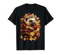 Colorido Erizo con Hojas de otoño Animal del Bosque Otoñal Camiseta