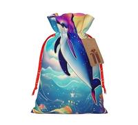 Colorido estampado de delfín de cielo estrellado con cordón de lino, se puede utilizar para regalos, reuniones, viajes, empacar galletas y dulces, etc