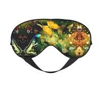 Colorido estampado de mariposa versátil ayuda de descanso, máscara suave para dormir de doble cara para yoga, camping, máscara de ojos suave para dormir