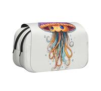 Colorido estampado de medusas portátil para lápices, cosméticos, artículos de aseo personal, bolsas de gran capacidad, uso diario