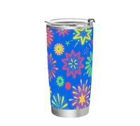 Colorido Fireworks - Botella de agua de acero inoxidable aislada al vacío con tapa a prueba de fugas, tazas de café para camping, vaso aislado simplemente de 20 onzas