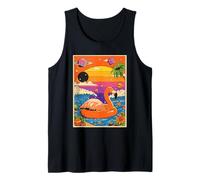 Colorido Flamenco Surrealista Tropical Summer Sunset 90s Dreamy Camiseta sin Mangas
