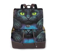 Colorido fondo de ladrillo pared con gatos Mochila de viaje de moda para mujer, mochila casual, mochila de cuero estampada para mujer para el trabajo