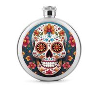 Colorido frasco de whisky de calavera de azúcar, pequeño frasco portátil de licor de viaje, termo de acero inoxidable a prueba de fugas para bodas, padrinos de boda, regalo de dama de honor, 5 onzas