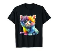 Colorido gato arco iris - Diseño divertido para los amantes de los gatos Camiseta