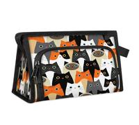 Colorido gato gatito bolsa de maquillaje de viaje para mujeres, hombres, niños y niñas, lindo patrón de gato, bolsa de lavado multiusos, bolsa de aseo cosmética, bolsa de ducha, organizador, color, L,