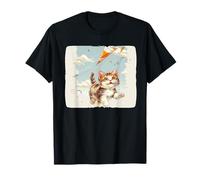 Colorido Gato Mosca Cometas Estilo para un Ambiente Fresco Camiseta
