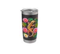 Colorido Gecko Lotus Flower Lily Pad Art Vaso térmico de acero inoxidable de doble pared
