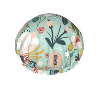 Colorido gorro de ducha Flora para hombres, unisex, reutilizable, impermeable, largo, grueso, cuidado del cabello, corto, baño para niños