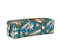 Colorido Graffiti Rock Music Hip Hop Art Estuche para lápices Estuche Redondo para bolígrafos Estuche portátil para lápices Organizador de Cuero con Cremallera Estuche para cosméticos