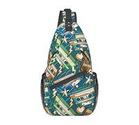 Colorido Graffiti Rock Music Hip Hop Art Sling Bag, Casual Crossbody Bandolera Mochila Travel Chest Pack para Hombres Mujeres