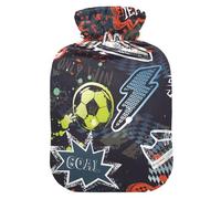 Colorido Grunge Graffiti Deporte Fútbol Fútbol Zapatillas de Fútbol Patrón Rayo Fuego Bolsa de Agua Caliente y Cubierta Suave Caliente para Cama de Invierno Mano Cuello y Hombros 1