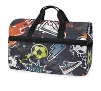 Colorido Grunge Graffiti - Zapatillas deportivas de fútbol con patrón de fuego de rayo, bolsa de viaje para hombres, mujeres, niños, niñas, adolescentes, bolsa deportiva de gran tamaño con