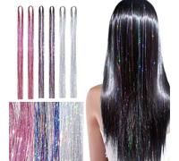 Colorido Hebras Pelo De Oropel, Arcoíris 120cm 1200 Hebras Pelo de Oropel Brillantes Para el Pelo Extensiones Pelo de Oropel para Trenzas para Niñas Mujeres Festivales Fiesta Navidad
