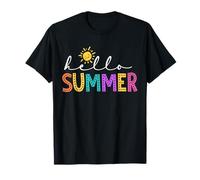 Colorido Hello Summer Cute Sunshine Graphic Disfruta de las vacaciones Camiseta