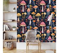 Colorido Hongos Bosque Papel Pintado Autoadhesivo 0.52x3 m Flores Hierba Decorativo Muro Pegatina Impermeable Mate Papel Pared Grueso Fácil Limpiar Wallpaper para Dormitorio Salon Adhesivo Muebles