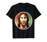 Colorido Jesucristo Imagen Cara Cristiano Señor Salvador Dios Camiseta gráfica económica