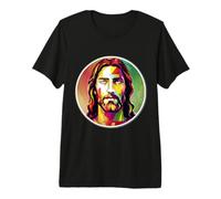 Colorido Jesucristo Imagen Cara Cristiano Señor Salvador Dios Camiseta Premium