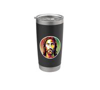 Colorido Jesucristo Imagen Cara Cristiano Señor Salvador Dios Vaso térmico de acero inoxidable de doble pared