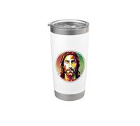 Colorido Jesucristo Imagen Cara Cristiano Señor Salvador Dios Vaso térmico de acero inoxidable de doble pared