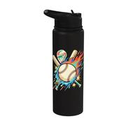 Colorido jugador del equipo de béisbol Splash Fan del béisbol Stainless Steel Insulated Water Bottle