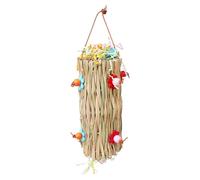 Colorido juguete para masticar loros - Divertido juguete para picar y buscar comida para periquitos, trituradora de paja ecológica con colgador de metal para jaulas de pájaros, vallas de jardín al