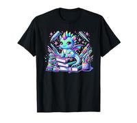Colorido Kawaii Dragón Lectura Libros Fantasía Escuela Vibe Camiseta