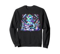 Colorido Kawaii Dragón Lectura Libros Fantasía Escuela Vibe Sudadera