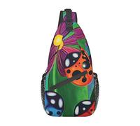 Colorido Ladybird Mountain Boat Lake Sling Bag, Mochila de Hombro Paquete de Pecho Causal Crossbody Daypack para Mujeres Hombres Senderismo Viajes