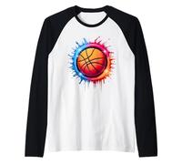 Colorido Lazo para Baloncesto teñido, Color Splash Hoop Net Slam Dunk Camiseta Manga Raglan