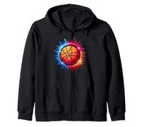 Colorido Lazo para Baloncesto teñido, Color Splash Hoop Net Slam Dunk Sudadera con Capucha