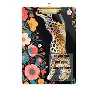 Colorido leopardo y flores Art Deco Personalizar carpeta de trabajo tablero duro para profesores Portafolio portapapeles tamaño 9 x 12