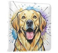 Colorido libro de fotos de piel sintética con diseño de perro de acuarela | Álbumes de fotos, diseño de página ajustable, 20 hojas desmontables, regalo para recuerdo de recuerdos