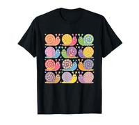 Colorido Lindo Caracoles Pastel Rainbow Corazones Grid Camiseta