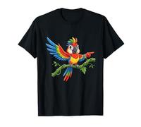Colorido Loro Guacamayo en la Rama de la Selva apuntando Camiseta